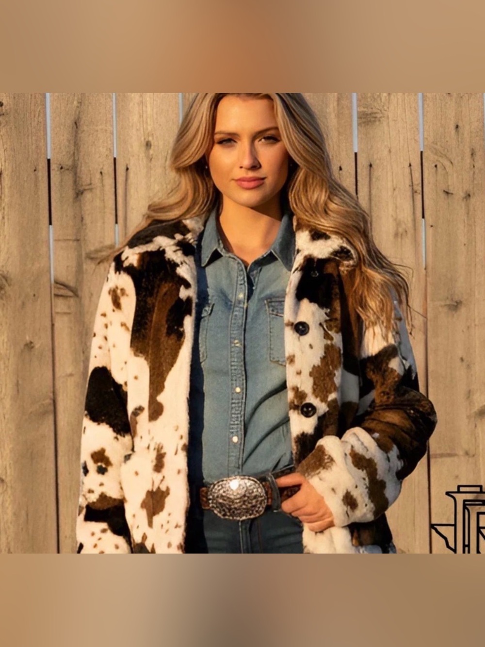 Rock & Roll Denim NWT Faux Cowhide Fur Statement Jacket Size L